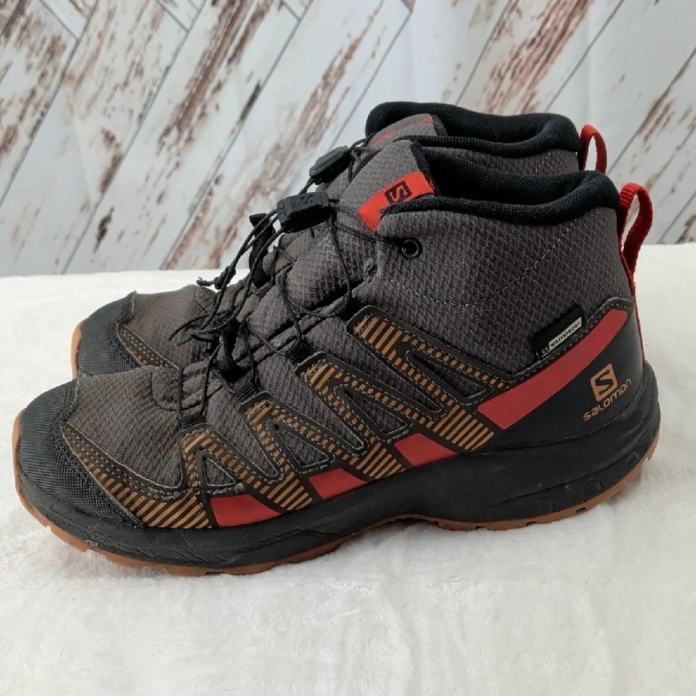 Salomon XA Pro Waterproof Black Red Hiking‎ Youth Shoes